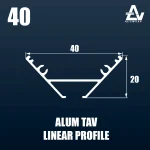 نقشه ابعاد و سطح مقطع پروفیل لاین نوری / پروفیل چراغ خطی کد 40